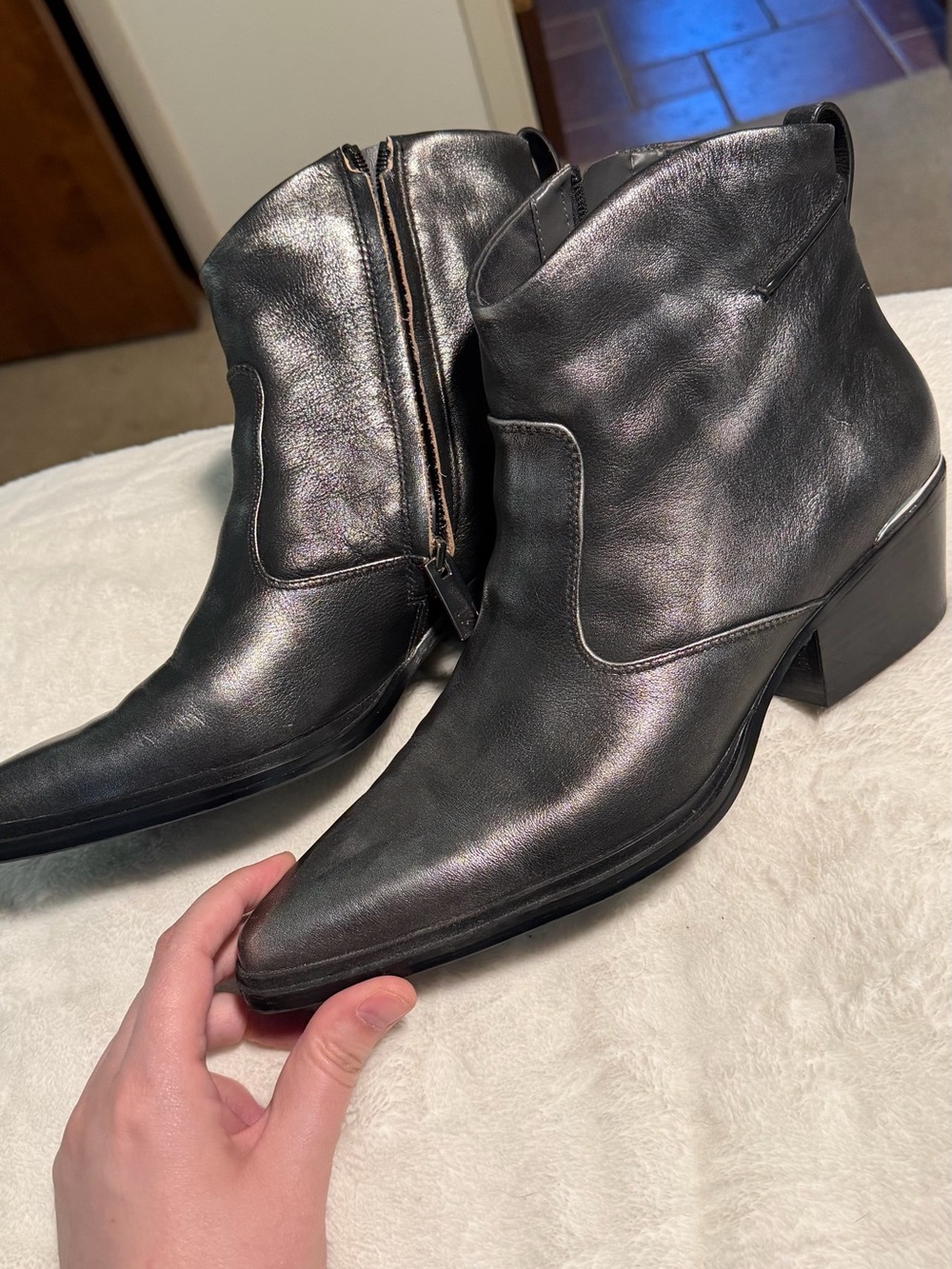 SARTO By Franco Sarto Black Leather Ankle Booties